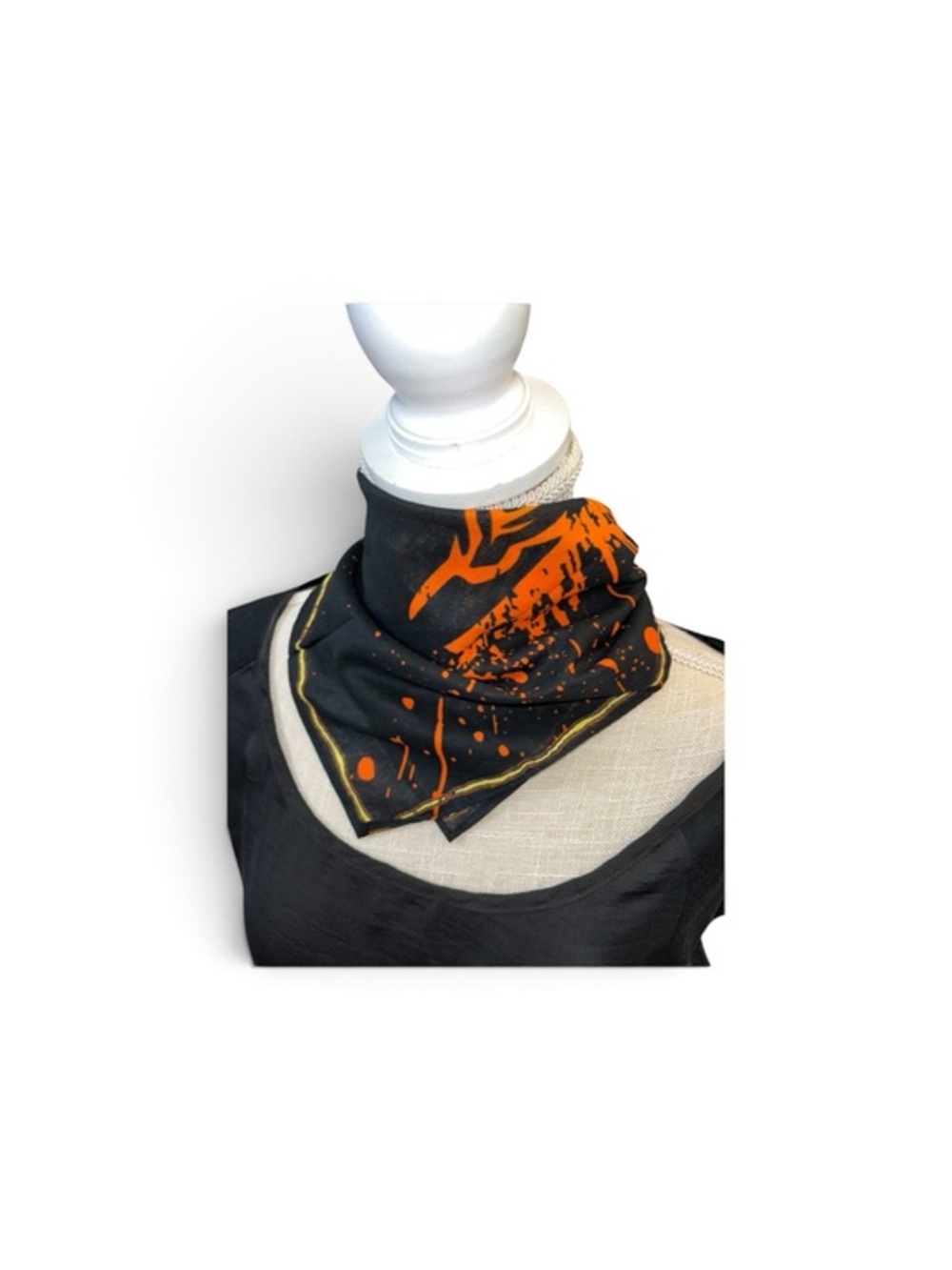 Black & Orange Skull Bandana Scarf